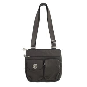 Baggallini Green Nylon Crossbody Bag Multi Pocket Travel Purse